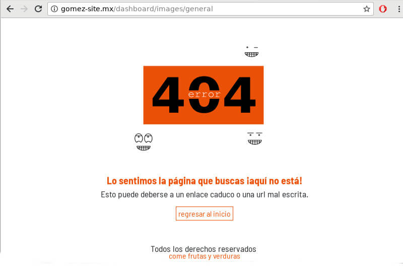 Mensaje de error 404 personalizado Gomez-Site